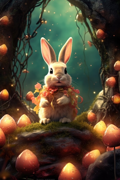 Free photo fantasy easter bunny character