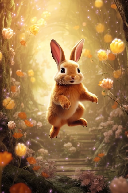 Free photo fantasy easter bunny character