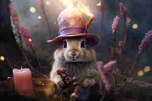 Бесплатное фото Фантастический персонаж пасхального кролика