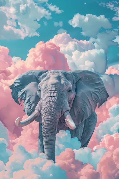 Foto gratuita illustrazione fantastica di un elefante