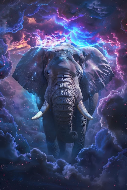 Foto gratuita illustrazione fantastica di un elefante