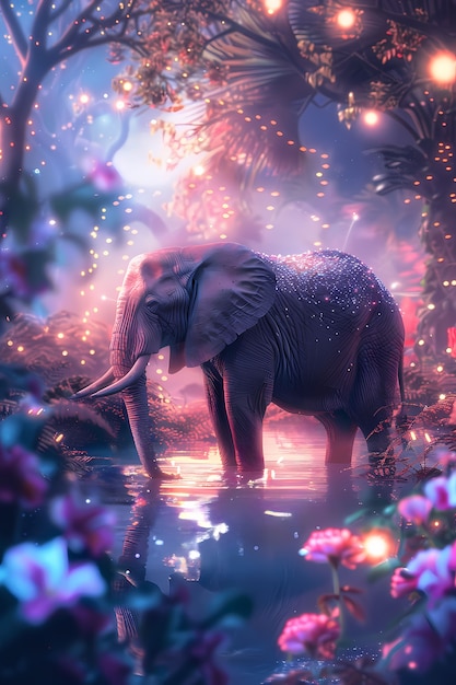 Foto gratuita illustrazione fantastica di un elefante