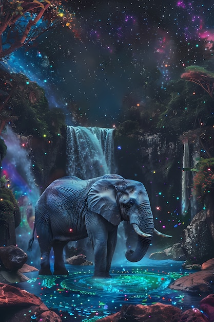 Foto gratuita illustrazione fantastica di un elefante