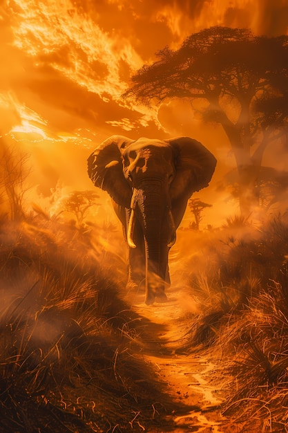 Foto gratuita illustrazione fantastica di un elefante