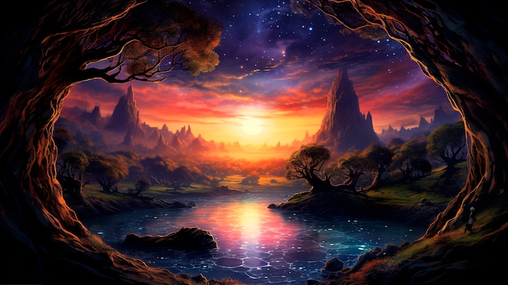 Free Photo fantasy endless hole landscape