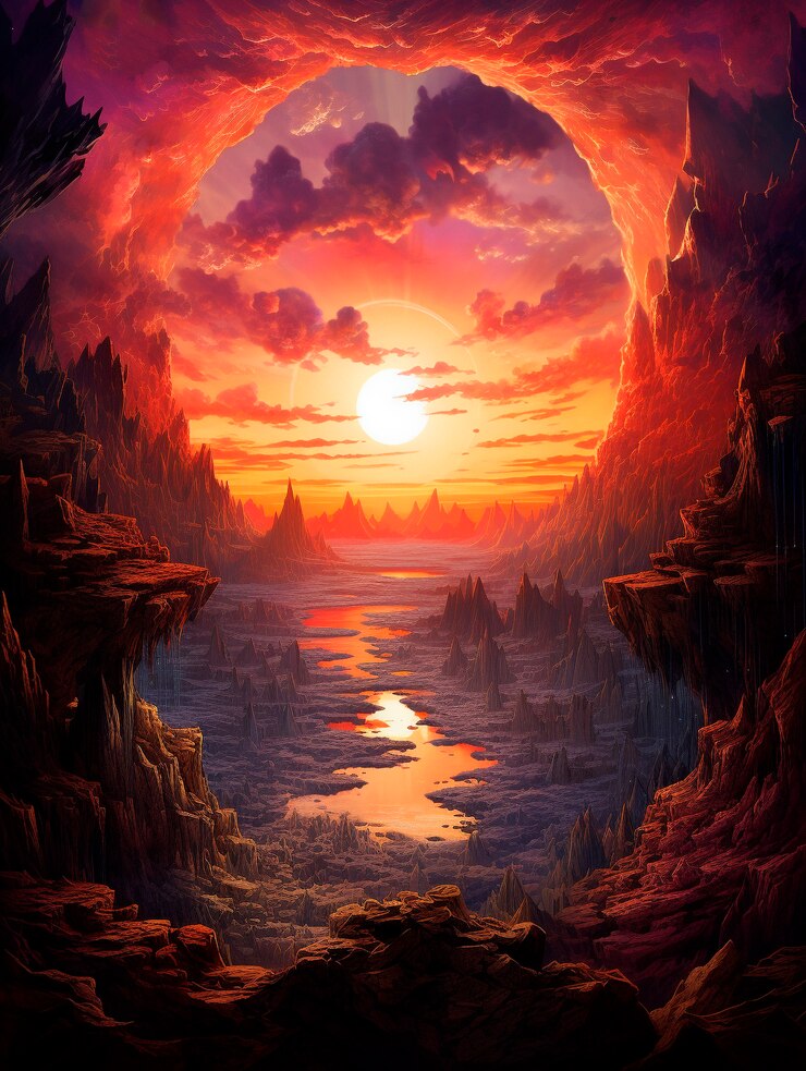 Free Photo fantasy endless hole landscape