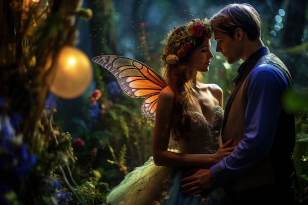 Free photo fantasy fairy couple getting married