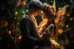 Free photo fantasy fairy couple getting married