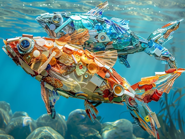 Foto gratuita pesce fantastico fatto di plastica