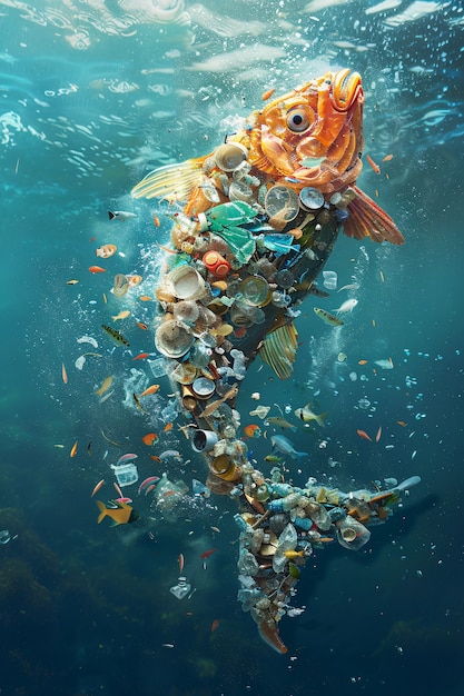 Foto gratuita pesce fantastico fatto di plastica