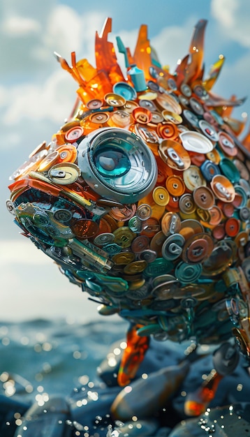 Foto gratuita pesce fantastico fatto di plastica