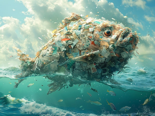 Foto gratuita pesce fantastico fatto di plastica