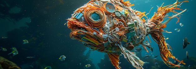 Foto gratuita pesce fantastico fatto di plastica