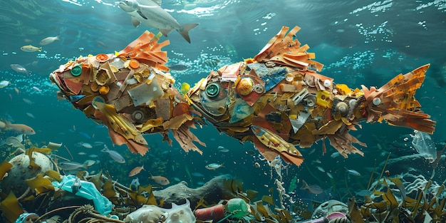 Foto gratuita pesce fantastico fatto di plastica