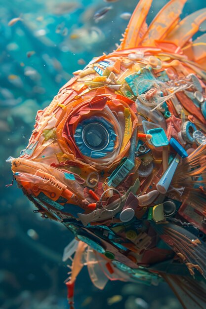 Free photo fantasy fishes made of plastic