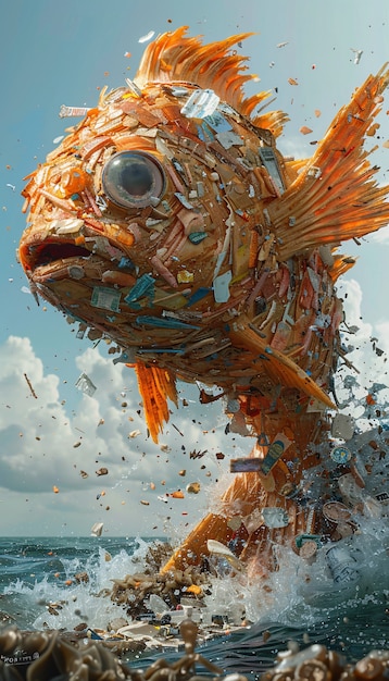 Free photo fantasy fishes made of plastic