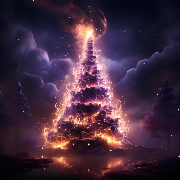 Foto gratuita albero di natale futuristico fantasy