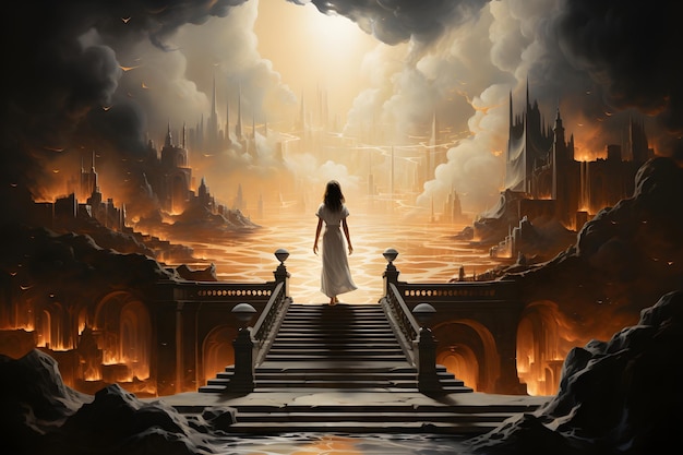 Free photo fantasy journey painting illustration