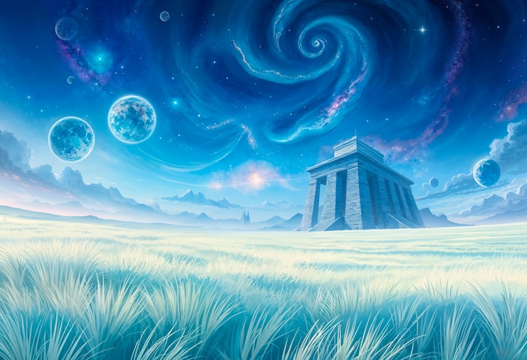 Free Photo fantasy landscape of alien planet illustration