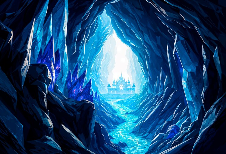 Free Photo fantasy landscape of  cave illustration