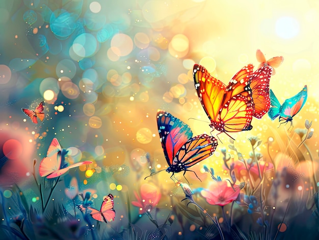 Free photo fantasy landscape with butterfly