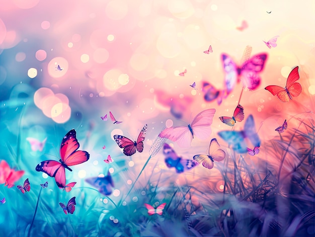 Free photo fantasy landscape with butterfly