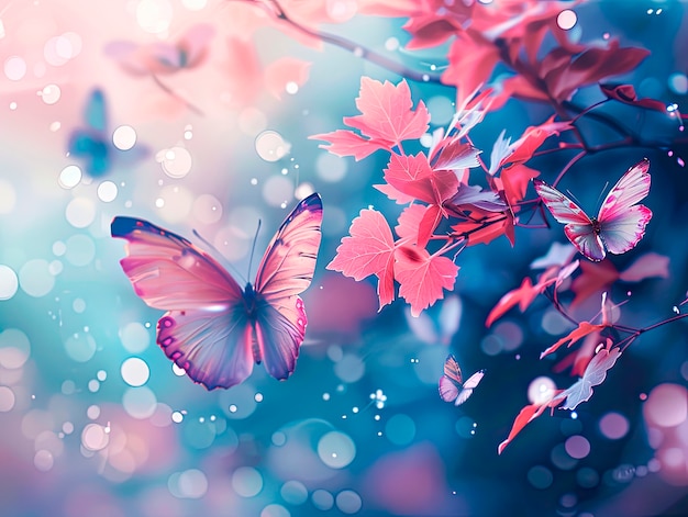 Free photo fantasy landscape with butterfly