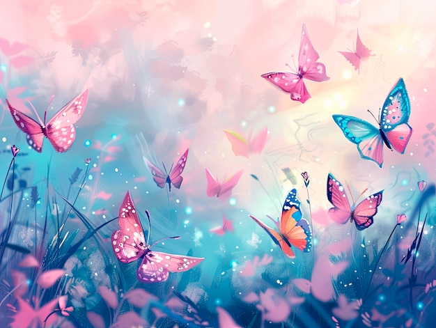 Free photo fantasy landscape with butterfly