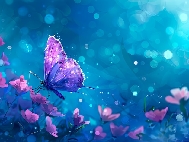 Free photo fantasy landscape with butterfly