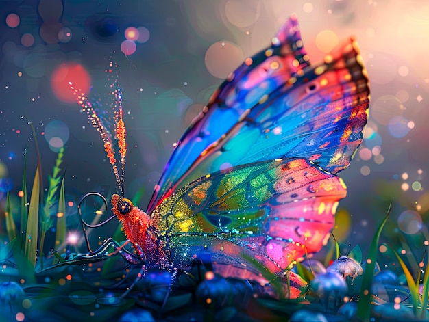 Free photo fantasy landscape with butterfly