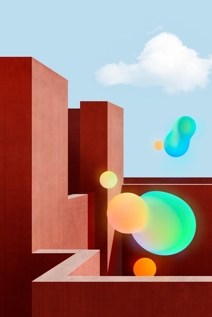 Free Photo fantasy landscape with dynamic shapes