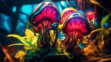 Free photo fantasy marine landscape with bioluminescent nature