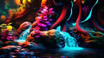 Free photo fantasy marine landscape with bioluminescent nature