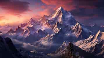 Бесплатное фото Фэнтезийный горный пейзаж фон
