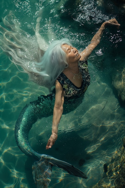 無料写真 fantasy portrait of elderly mermaid woman