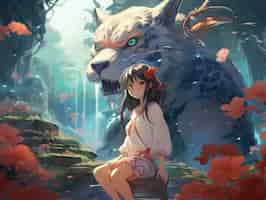 Foto gratuita scena fantasy in stile anime