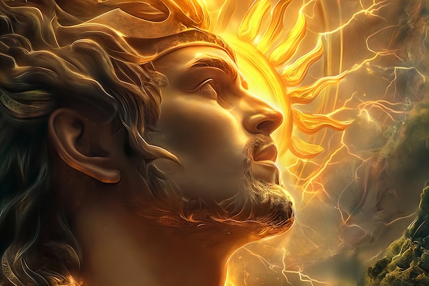 Fantasy scene depicting the sun god's
