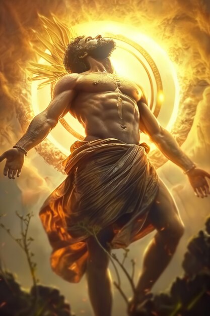 Fantasy scene depicting the sun god's