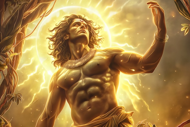 Fantasy scene depicting the sun god's