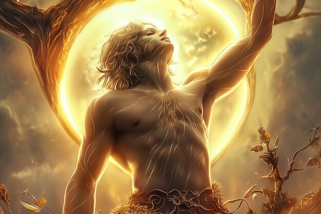 Fantasy scene depicting the sun god's