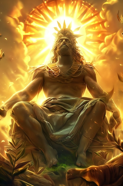 Free photo fantasy scene depicting the sun god's