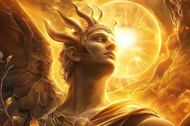 Free photo fantasy scene depicting the sun god's