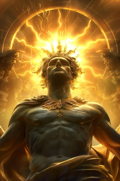 Free photo fantasy scene depicting the sun god's