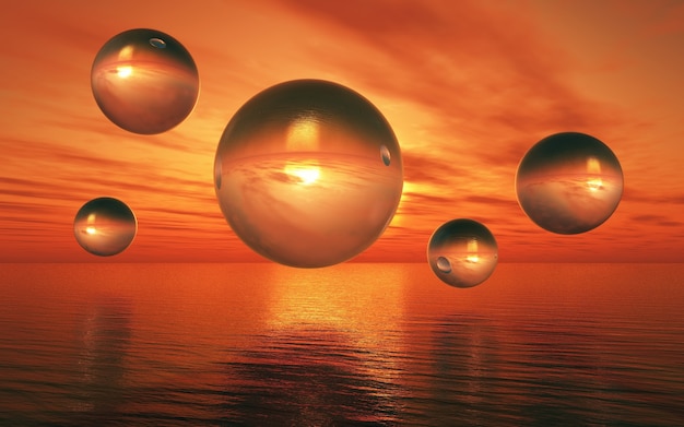 Fantasy scene with spheres