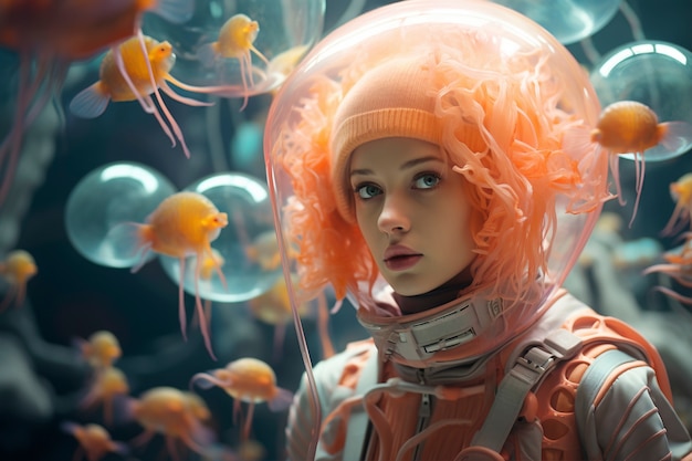 Fantasy scene with surreal elements and mystical atmosphere