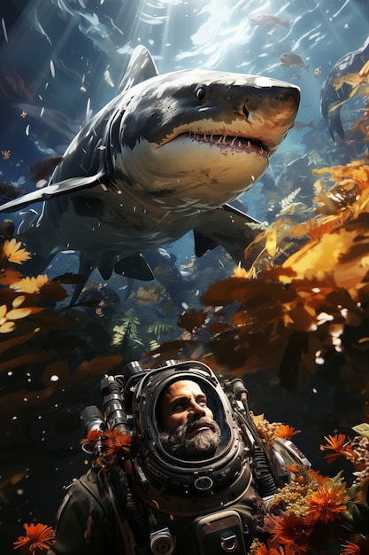 Free photo fantasy shark illustration