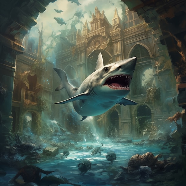 Free photo fantasy shark illustration