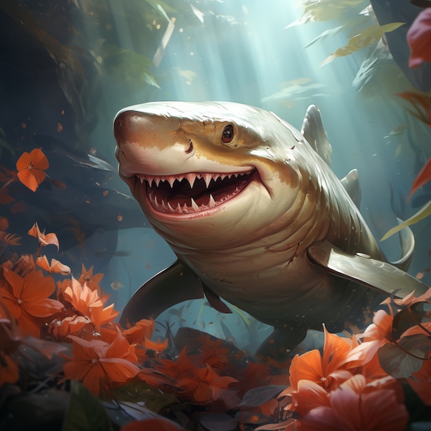 Free photo fantasy shark illustration