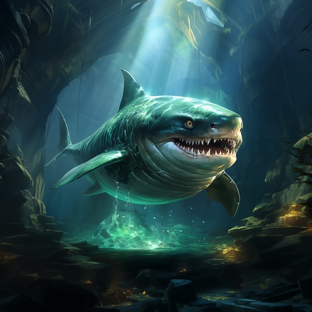 Free photo fantasy shark illustration