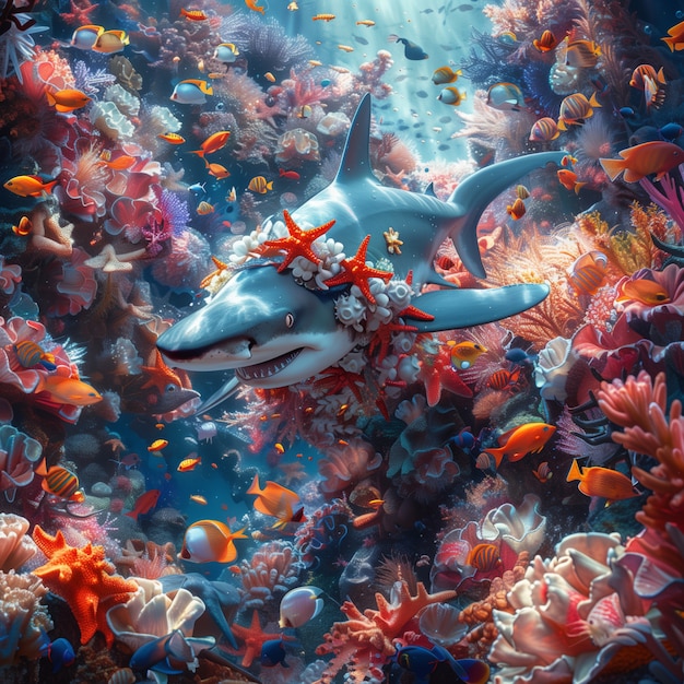 Free photo fantasy shark illustration